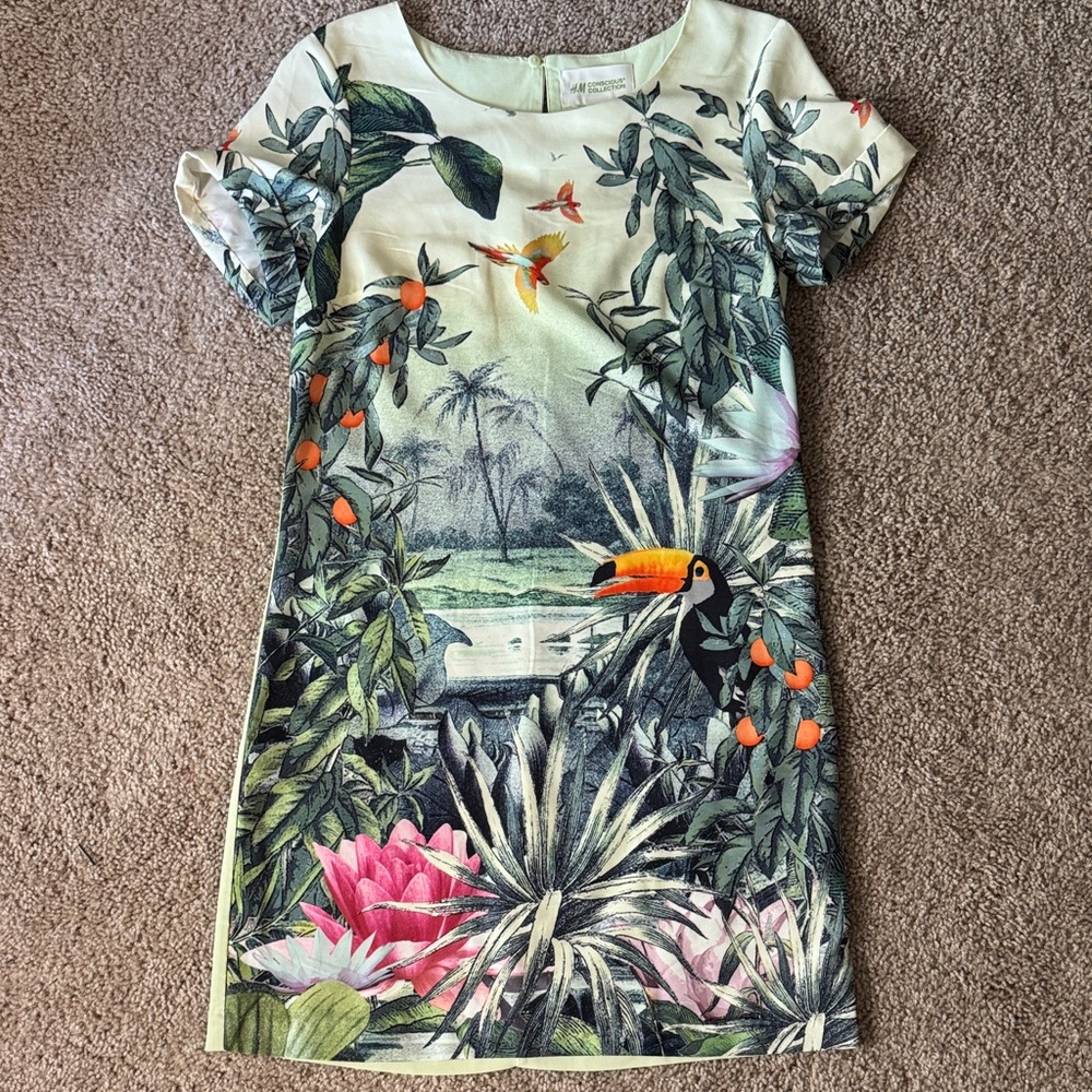 H&M Conscious Collection Green and White Dress